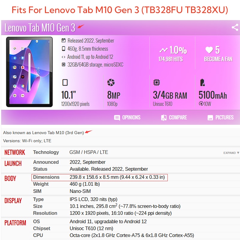 Lenovo Tab M10 3rd Gen 10.1 케이 - Tablet Accessories Case 리뷰 및 가격